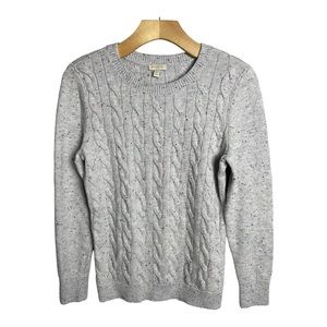 Talbots Sweater Pullover Gray Cable Knit Long Sleeve Cotton Acrylic Size Small